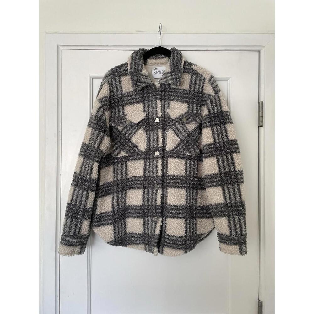 Saylor Loria jacket in creme and black plaid S Women
